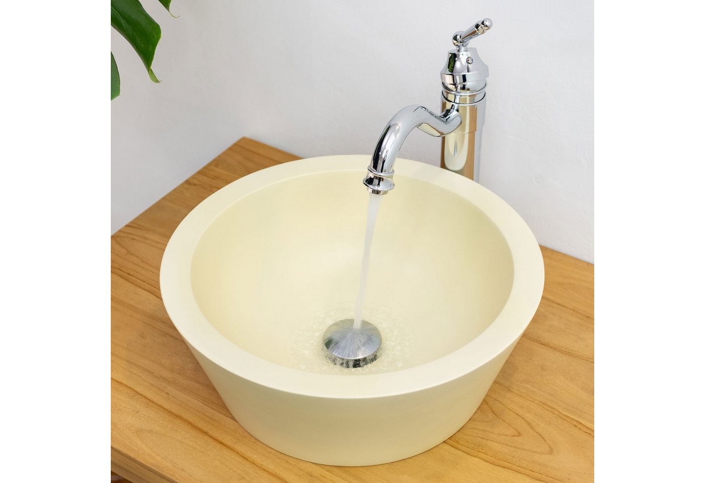 wohnfreuden Aufsatzwaschbecken Terrazzo Waschbecken TMO-02 40 cm in pastelgelb (Kein Set), 3_102225 von wohnfreuden