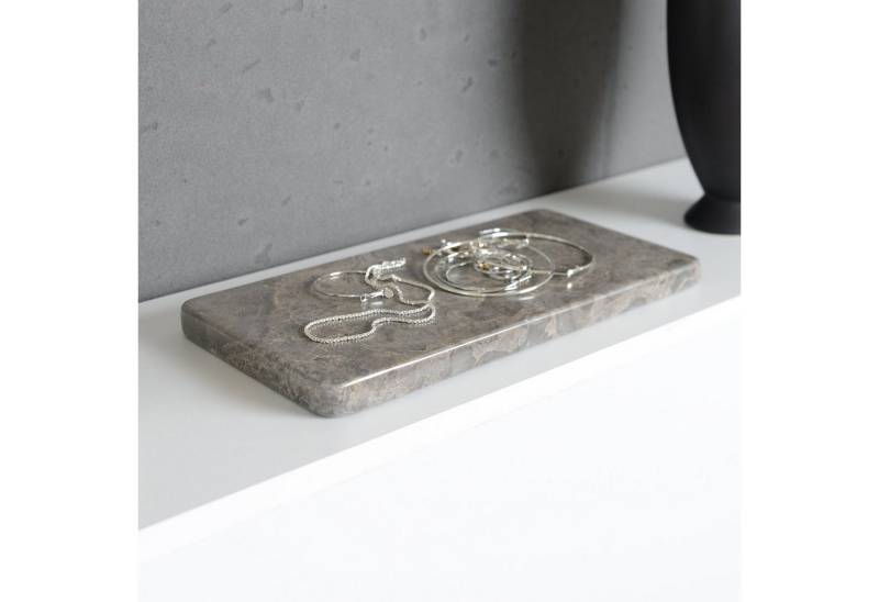 wohnfreuden Dekotablett Marmor Naturstein Deko-Tablett 30 cm grau flach eckig, 32994 von wohnfreuden