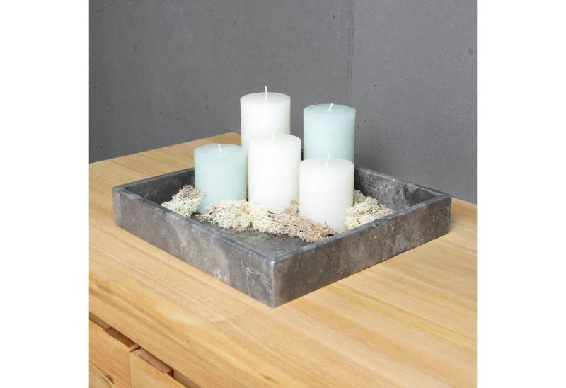 wohnfreuden Dekotablett Marmor Tablett 30 cm grau quadratisch, 33000 von wohnfreuden