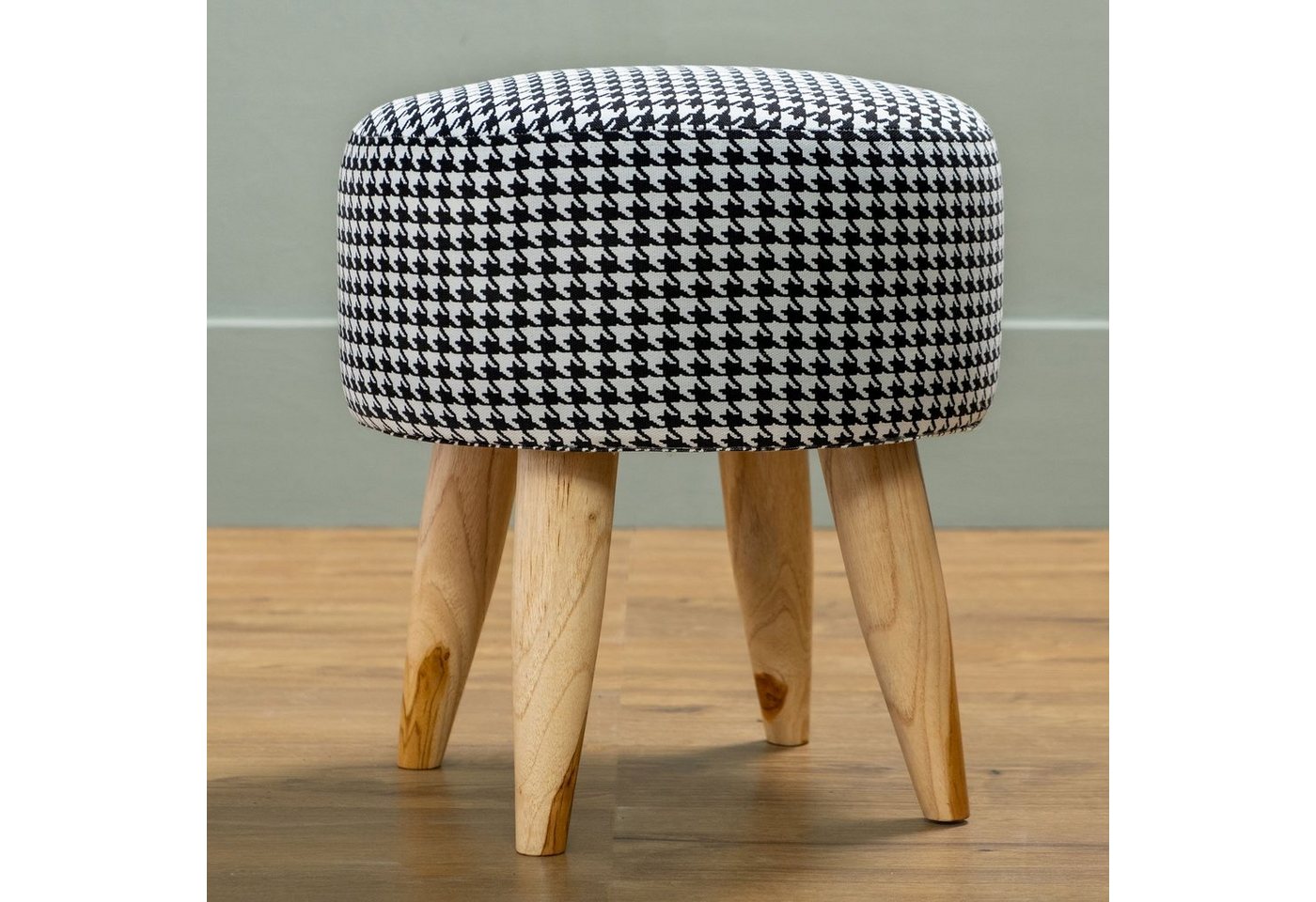 wohnfreuden Hocker Hocker Elio aus Teakholz und Stoff Bezug, 29476 von wohnfreuden