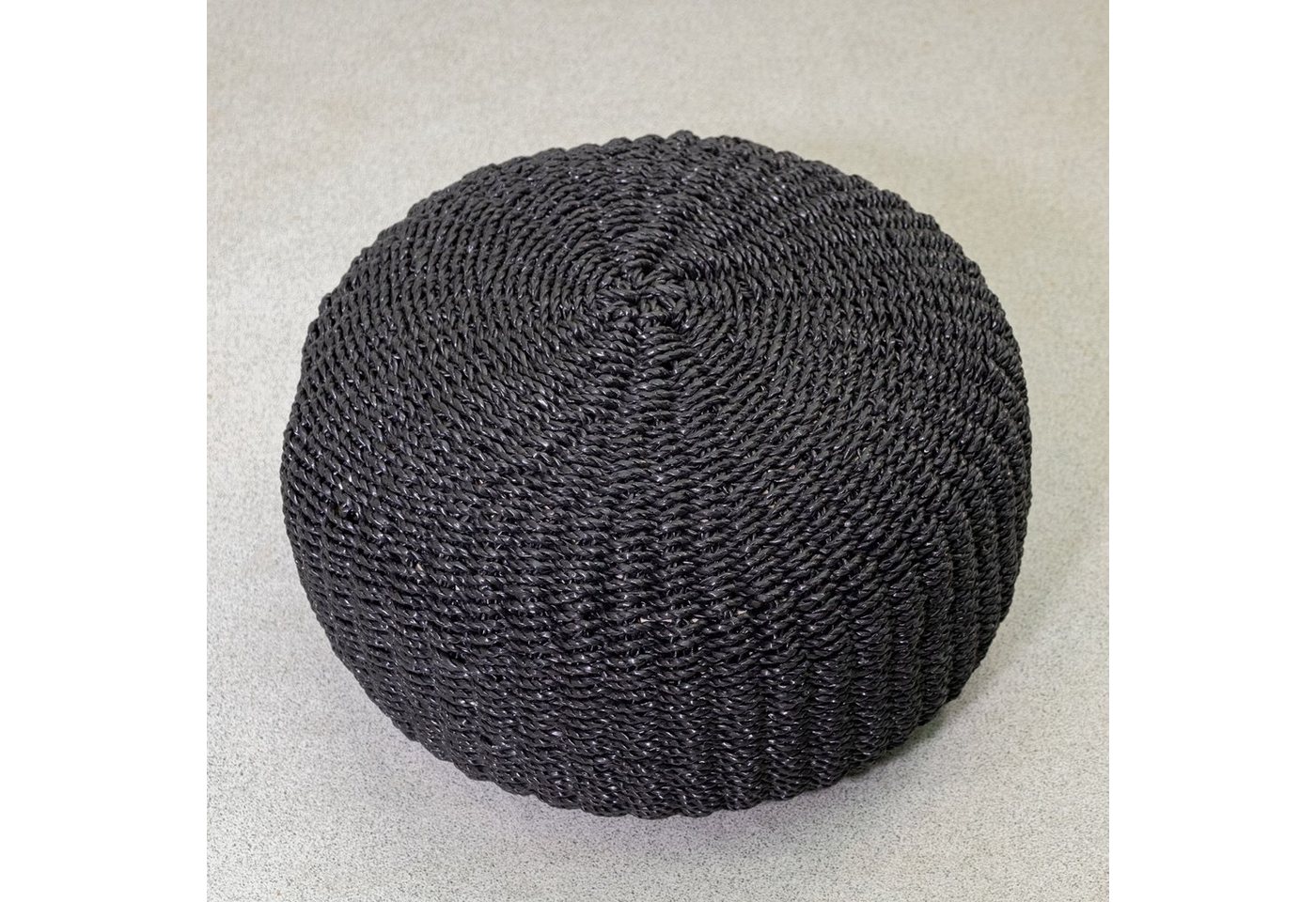 wohnfreuden Hocker Sitz-Pouf Bruno 50 cm aus Kunstfaser schwarz, 29199 von wohnfreuden