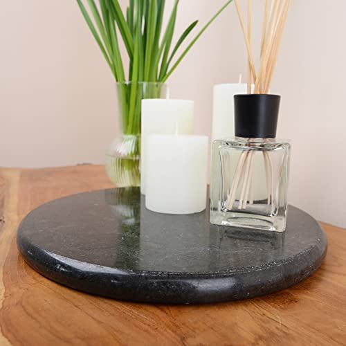 wohnfreuden Marmor Tischset schwarz rund 30 cm - Tablett aus Stein für Wohnzimmer oder Küche von wohnfreuden