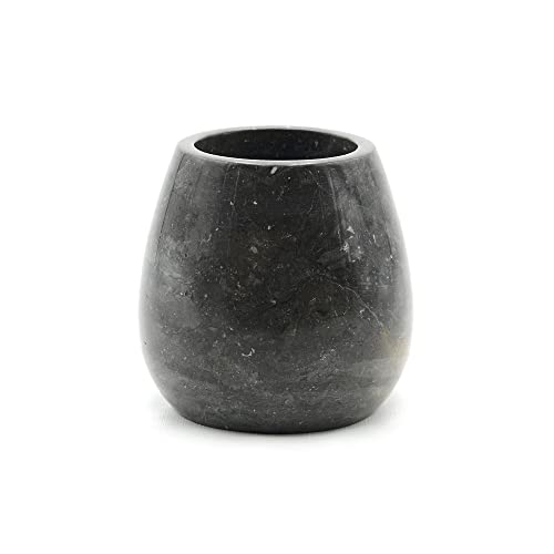 wohnfreuden Marmor WC-Bürstenhalter schwarz 15 cm - Toilettenbürstengarnitur aus Stein inkl. Bürste von wohnfreuden