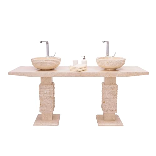wohnfreuden Marmor Waschtisch mit Doppelwaschbecken 180 cm T-Model Creme Unikat Bad WC Naturstein Unterbau wohnfreuden Marmor Waschtisch mit Doppelwaschbecken 180 cm T-Model Creme Unikat Bad WC Naturstein Unterbau von wohnfreuden