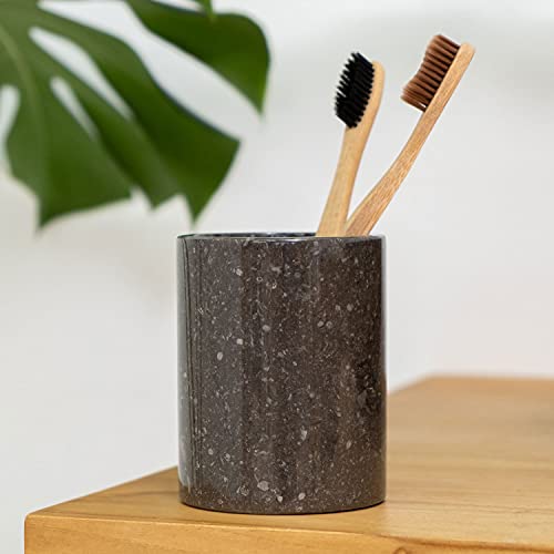 wohnfreuden Naturstein Marmor Zahnbürstenhalter schwarz 9 cm Waschbecken Deko von wohnfreuden