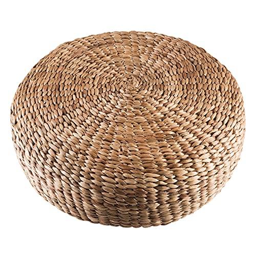 wohnfreuden Sitz-Pouf Bruno aus Wasserhyazinthe 55x55x21cm Natur Hocker von wohnfreuden