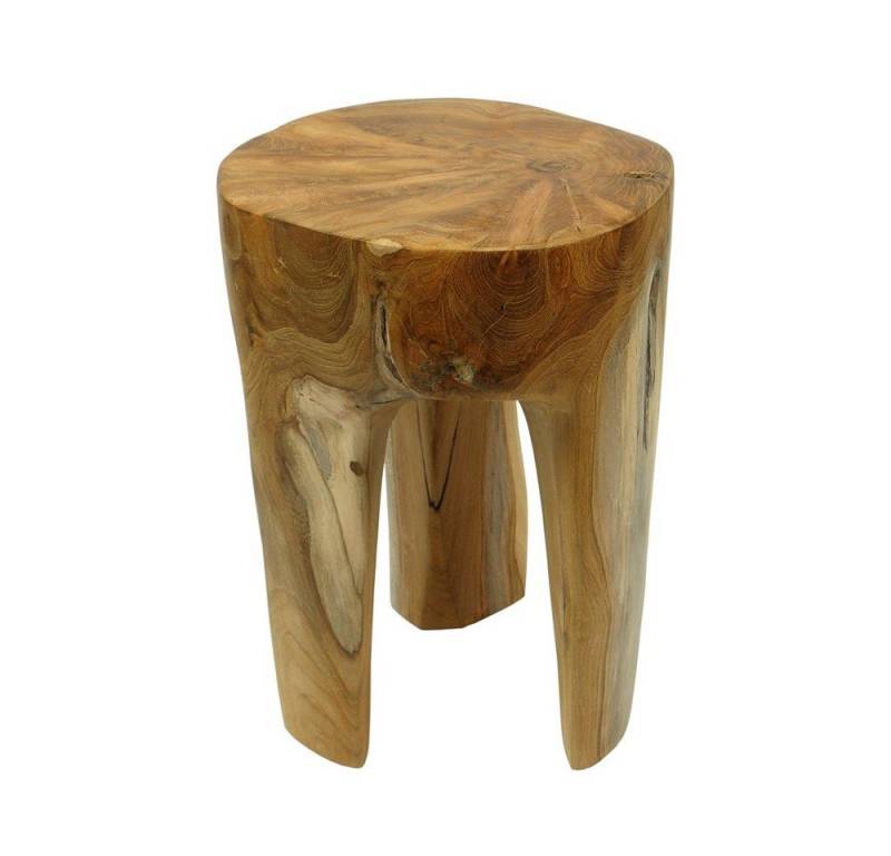 wohnfreuden Sitzhocker Teakholz Hocker geschliffen braun rund 30 cm, 1013 von wohnfreuden