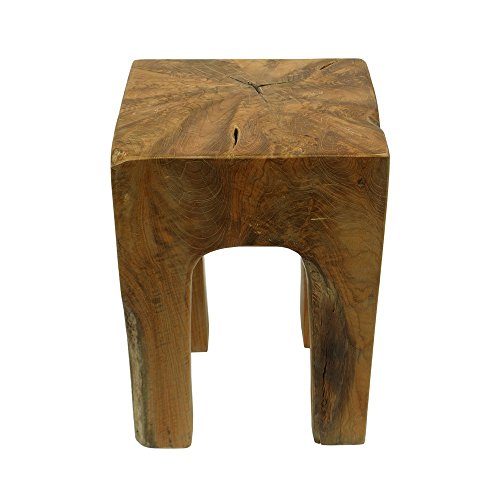 wohnfreuden Teakholz Hocker 4 eckig geschliffen ca. 29x29x40 cm Beistelltisch von wohnfreuden