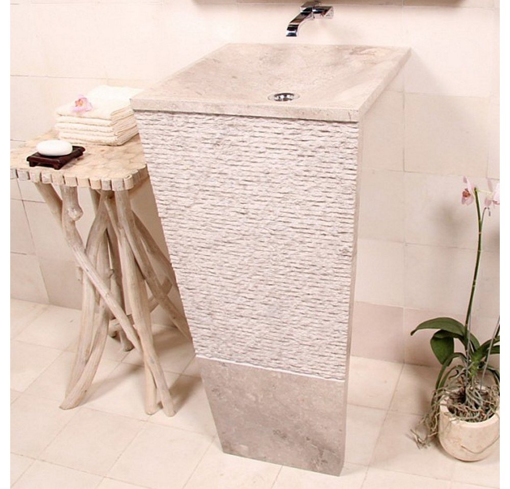 wohnfreuden Waschbecken Marmor Standwaschbecken SEVEN 90 cm creme (Kein Set), 90_709 von wohnfreuden