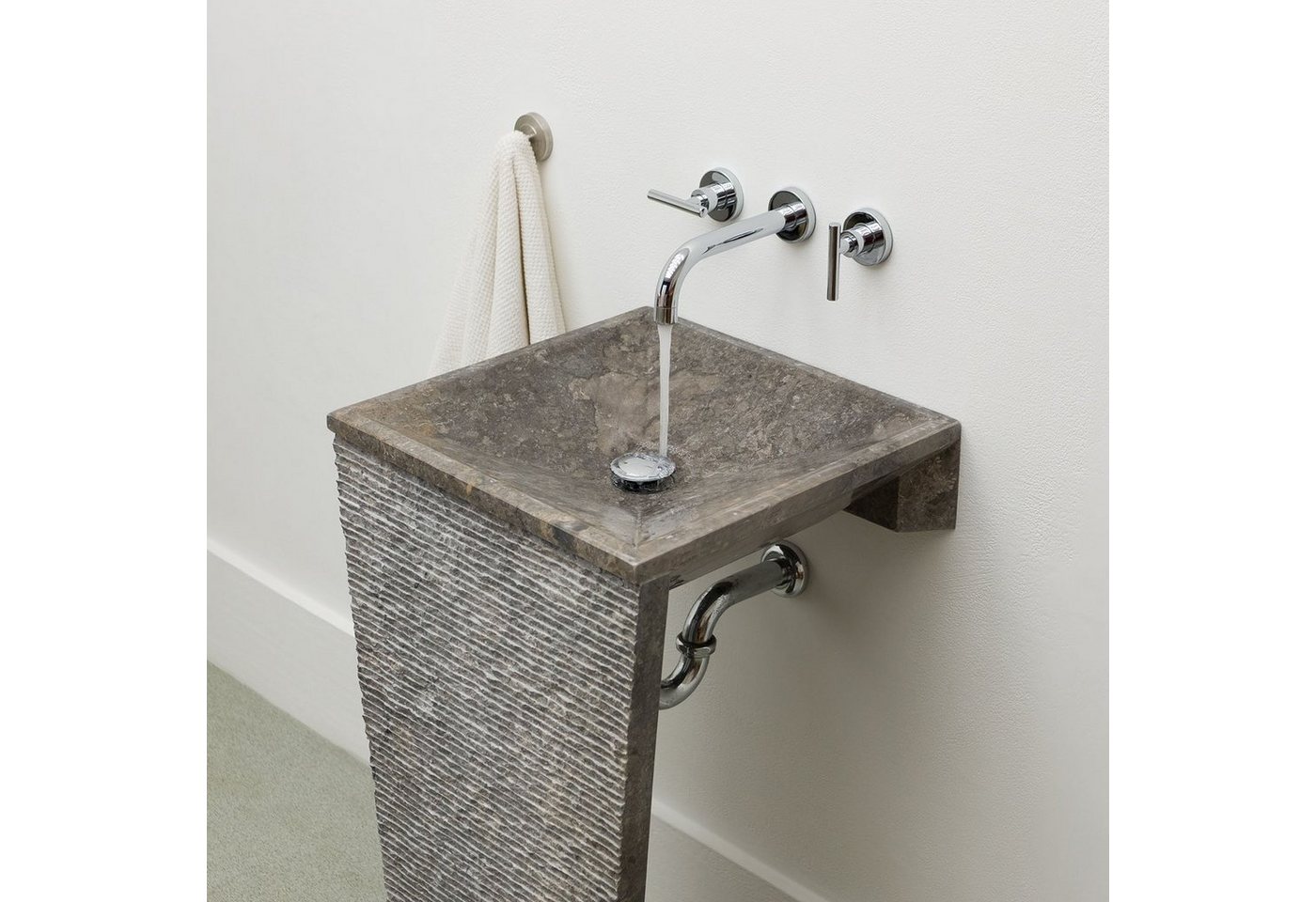 wohnfreuden Waschbecken Marmor Standwaschbecken SEVEN 90 cm grau (Kein Set), 125850 von wohnfreuden