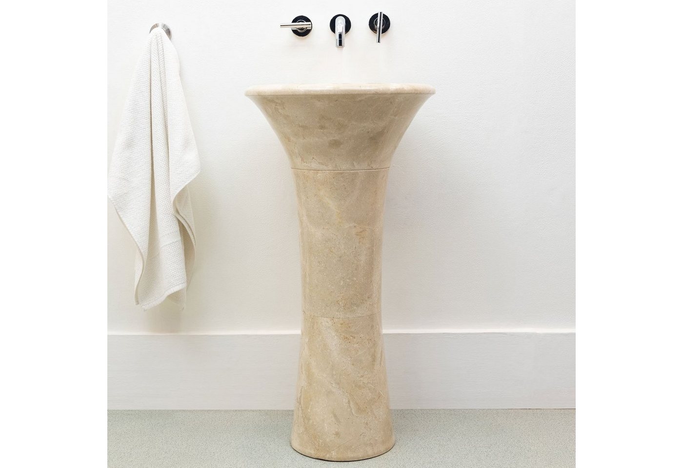 wohnfreuden Waschbecken Marmor Waschtischsäule TULIP 90 cm creme poliert (Kein Set), 90_125824 von wohnfreuden