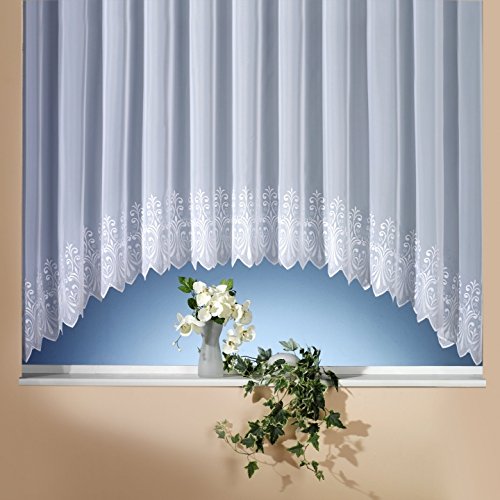 Voile-C-Bogenstore Doreen mit Stickerei, transparent, Farbe weiß Größe HxB 145x450 cm von wohnfuehlidee