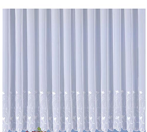 Voile-Fertigstore Cosima, mit Stickerei, Kräuselband-Aufhängung, transparent, Farbe weiß Größe HxB 220x600 cm von wohnfuehlidee