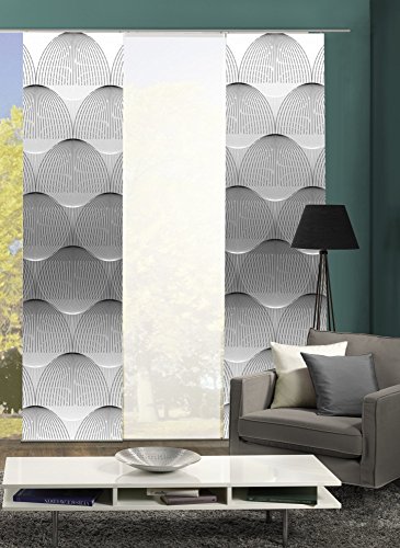 wohnfuehlidee 3er-Set Flächenvorhang, Deko Blickdicht, Arlena, Höhe 245 cm, 2X Dessin grau / 1x Uni weiß halbtransparent von wohnfuehlidee