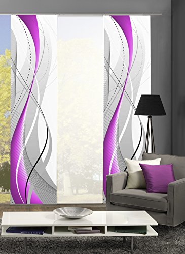 wohnfuehlidee 3er-Set Flächenvorhang | Deko Blickdicht | WuXi | Höhe 245 cm | 2X Dessin /1x Uni transparent | Fb. Beere/weiß wohnfuehlidee 3er-Set Flächenvorhang | Deko Blickdicht | WuXi | Höhe 245 cm | 2X Dessin /1x Uni transparent | Fb. Beere/weiß von wohnfuehlidee