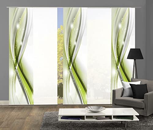 wohnfuehlidee 5er-Set Flächenvorhänge MALALAI Blickdicht/halbtransparent, Höhe 245 cm, apfelgrün von wohnfuehlidee