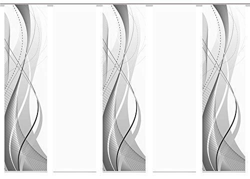 wohnfuehlidee 5er-Set Flächenvorhang, Deko Blickdicht, WuXi, Höhe 245 cm, 3X Dessin /2X Uni transparent, Fb. grau/weiß von wohnfuehlidee