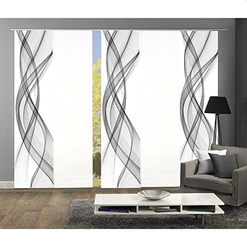 wohnfuehlidee 5er-Set Schiebevorhang (54146), Mariella,grau/Weiss, 245 x 60 cm von wohnfuehlidee