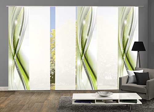 wohnfuehlidee 6er-Set Flächenvorhänge MALALAI Blickdicht/halbtransparent, Höhe 245 cm, apfelgrün von wohnfuehlidee