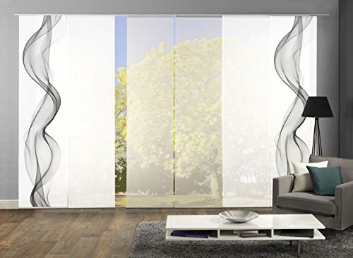 wohnfuehlidee 6er-Set Flächenvorhang, Alberta, Höhe 245 cm, 2X Dessin grau/4x Uni Weiss von wohnfuehlidee