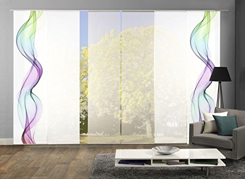 wohnfuehlidee 6er-Set Flächenvorhang, Alberta, Höhe 245 cm, 2X Dessin multicolor/4x Uni Weiss von wohnfuehlidee