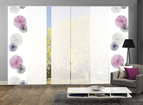 wohnfuehlidee 6er-Set Flächenvorhang, SCOPPIO, Höhe 245 cm, 2X Dessin flieder/4x Uni Weiss von wohnfuehlidee