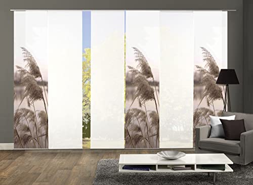 wohnfuehlidee 6er-Set Schiebegardinen MANJA Blickdicht/halbtransparent, Natur, 245 x 60 cm von wohnfuehlidee