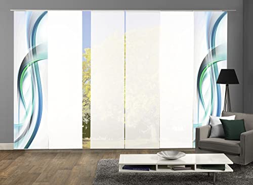 wohnfuehlidee 6er-Set Schiebegardinen Malea Blickdicht/halbtransparent, Höhe 245 cm, blau-grün wohnfuehlidee 6er-Set Schiebegardinen Malea Blickdicht/halbtransparent, Höhe 245 cm, blau-grün von wohnfuehlidee