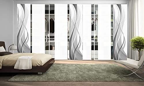 wohnfuehlidee 7er-Set Schiebegardine WuXi Blickdicht, grau, 245 x 60 cm von wohnfuehlidee