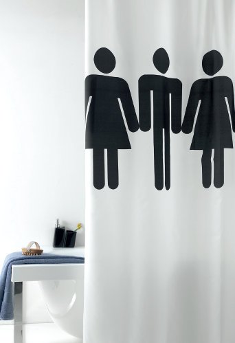 wohnideenshop Duschvorhang Toilettenmenschen 120cm breit x 200cm lang Textil weiß schwarz +Ringe wohnideenshop Duschvorhang Toilettenmenschen 120cm breit x 200cm lang Textil weiß schwarz +Ringe von wohnideenshop