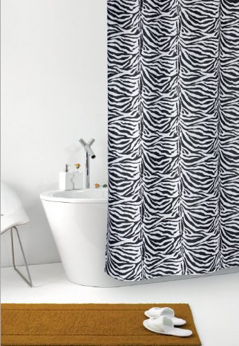 wohnideenshop Duschvorhang Zebra weiß schwarz Zebrastreifen Textil 120cm breit x 200cm lang inkl. Ringe von wohnideenshop