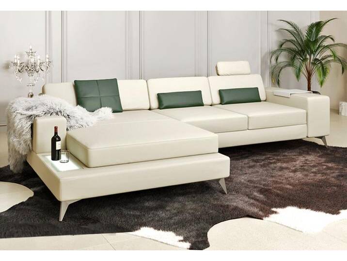 Wohnlandschaft Leder Ecksofa Ledersofa MÜNCHEN Designsofa Traumsofa Eckcouch Ottomane - BULLHOFF® von wohnmeile.de