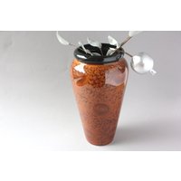 Hohe Vintage Vase Keramik, Keramikvase, Blumenvase Braun Schwarz, Hollywood Regency Wohnaccessoire, Geschenk Frau Freundin Sie Schwester von wohnraumformer