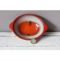 Kleine Schale Keramik, Schälchen Apfel, Schmuckschale Bunt Rot Orange, Germany Vintage 60Er 70Er, Hippie Boho Boheme von wohnraumformer