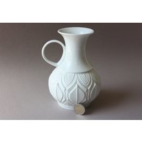 Royal Porzellan Bavaria Kpm, Weiße Vase Biskuitporzellan, Blumenvase, Porzellanvase Op Art, Vintage, 60Er 70Er, Biskuitvase, Bisquit von wohnraumformer