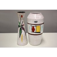 Scheurich 2Er Set Vasen Keramik, Keramikvasen, Blumenvasen, Wohnaccessoires Germany Vintage 60Er 70Er von wohnraumformer