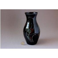 Schwarze Vase Aus Glas Vintage, Glasvase, Blumenvase Germany, Geschenk Frau Freundin, 50Er 60Er Jahre, Mid Century von wohnraumformer