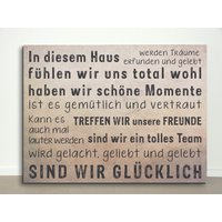 Familie-Haus-Leben Querformat Leinwand Spruch Druck Print 80x60 Farbverlauf Schriftdesign Glück Team Freunde Zu Hause von wohnstil