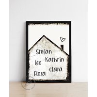 Familienposter Ihre Vornamen, Personalisiertes Bild Für Zuhause Mit Haus | Farbauswahl & Größenauswahl Home Familienposter Ihre Vornamen, Personalisiertes Bild Für Zuhause Mit Haus | Farbauswahl & Größenauswahl Home von wohnstil