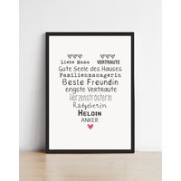 Poster Danke Mama | Geschenk Mit Herz Weihnachten Bild, Schwarz-Weiß, Rahmenoption Poster Danke Mama | Geschenk Mit Herz Weihnachten Bild, Schwarz-Weiß, Rahmenoption von wohnstil