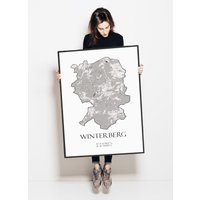 Poster Städtekarte Personalisiert, Mit Umriss Der Stadt + Gps-Koordinaten, Bild Stadtplan Als Geschenk Einweihung, Geburtstag, Jubiläum von wohnstil