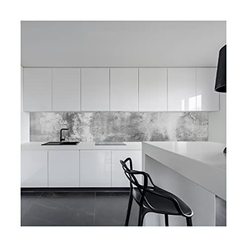 Küchenrückwand Spritzschutz Fliesenspiegel Küche Wandschutz Aluverbund Alte Putzwand Grau - 9650 180x70cm matt von wohnundbad.de