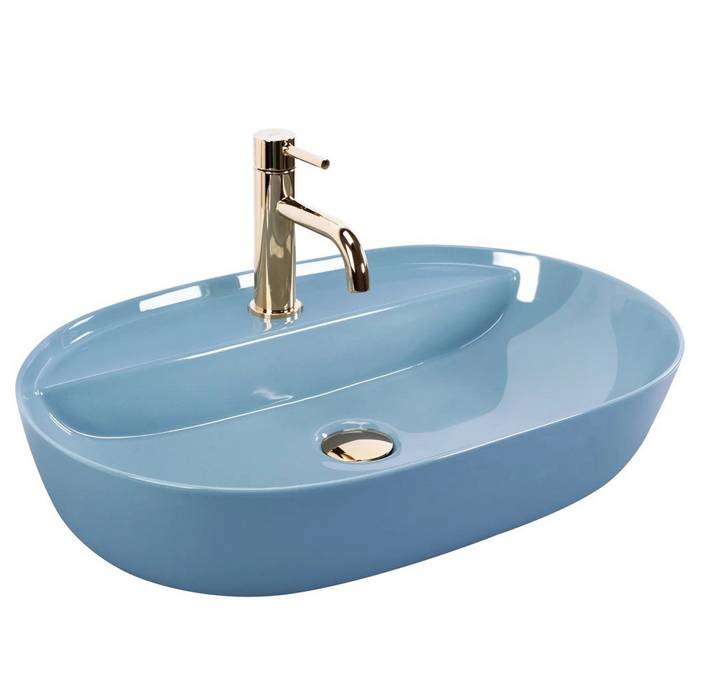 wohnwerk.idee Aufsatzwaschbecken Design-Waschbecken oval, Keramik, mit Hahnloch von wohnwerk.idee