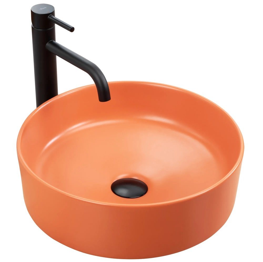 wohnwerk.idee Aufsatzwaschbecken Waschbecken Keramik Sami Grün Terra Orange Matt Ø36cm von wohnwerk.idee