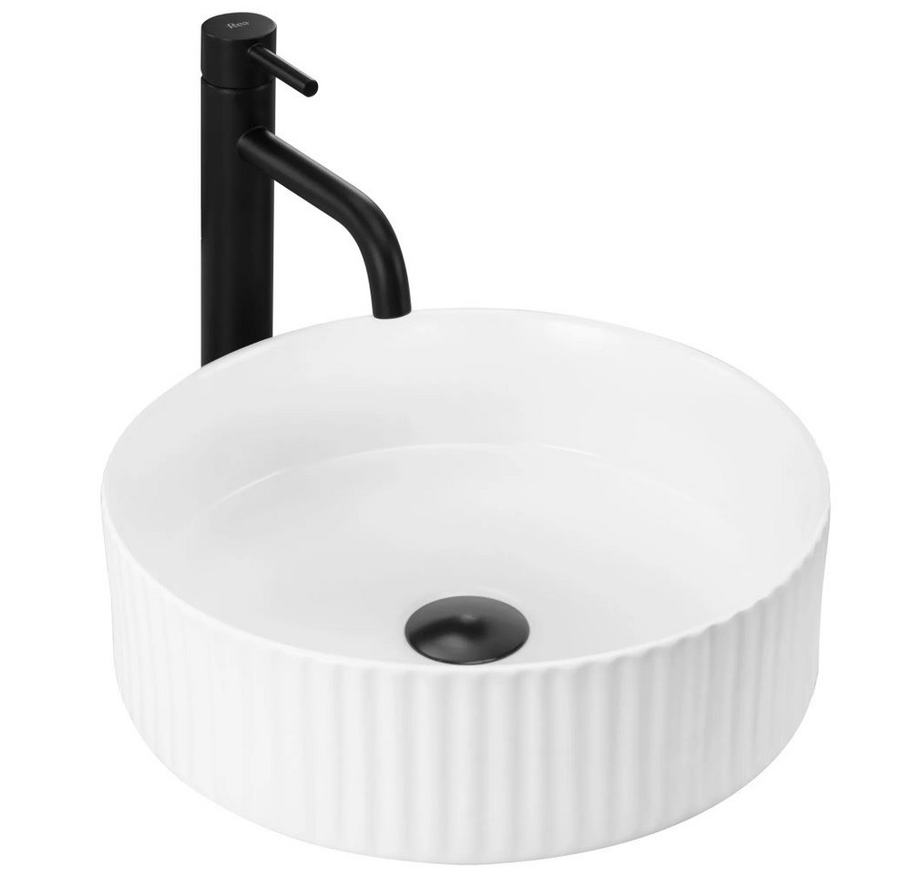 wohnwerk.idee Aufsatzwaschbecken Waschbecken Keramik Weiß Klein Gäste WC Gäste Bad Delia ⌀36cm von wohnwerk.idee
