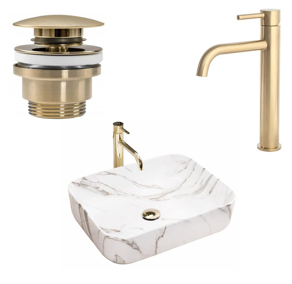 wohnwerk.idee Aufsatzwaschbecken Waschbecken Marmor Optik 55x39,5cm Demi Aiax wohnwerk.idee Aufsatzwaschbecken Waschbecken Marmor Optik 55x39,5cm Demi Aiax von wohnwerk.idee
