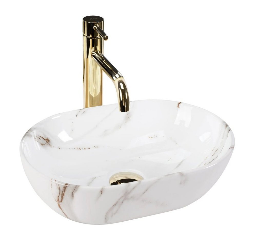 wohnwerk.idee Aufsatzwaschbecken Waschbecken Marmor Optik Gäste WC / Gäste Bad Amelia Mini 38x26cm wohnwerk.idee Aufsatzwaschbecken Waschbecken Marmor Optik Gäste WC / Gäste Bad Amelia Mini 38x26cm von wohnwerk.idee