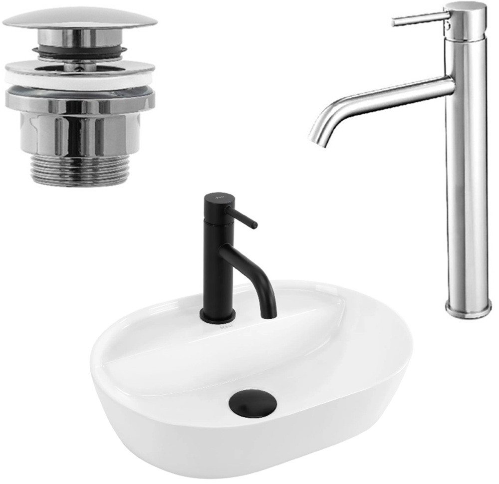 wohnwerk.idee Aufsatzwaschbecken Waschbecken Waschtisch Weiß mit Hahnloch Klein Günstig Gäste WC wohnwerk.idee Aufsatzwaschbecken Waschbecken Waschtisch Weiß mit Hahnloch Klein Günstig Gäste WC von wohnwerk.idee