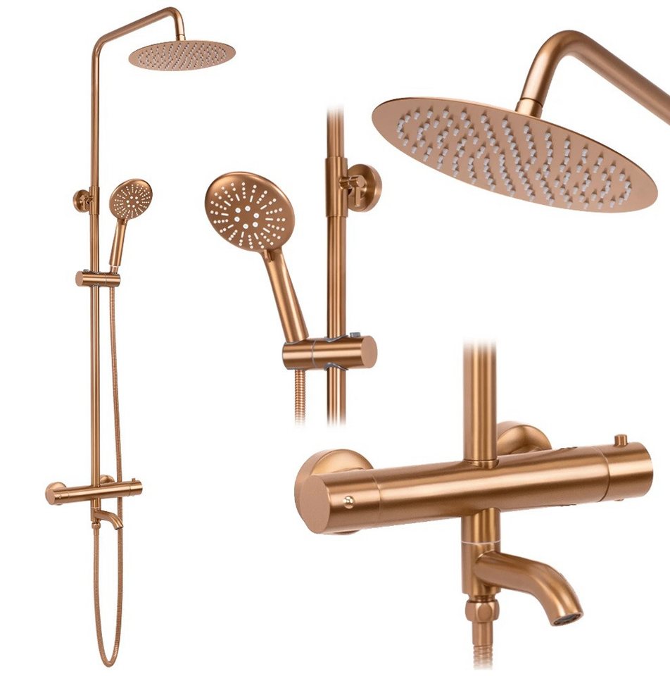 wohnwerk.idee Duscharmatur Duschsystem Dusche mit Thermostat Lungo Kupfer Matt wohnwerk.idee Duscharmatur Duschsystem Dusche mit Thermostat Lungo Kupfer Matt von wohnwerk.idee