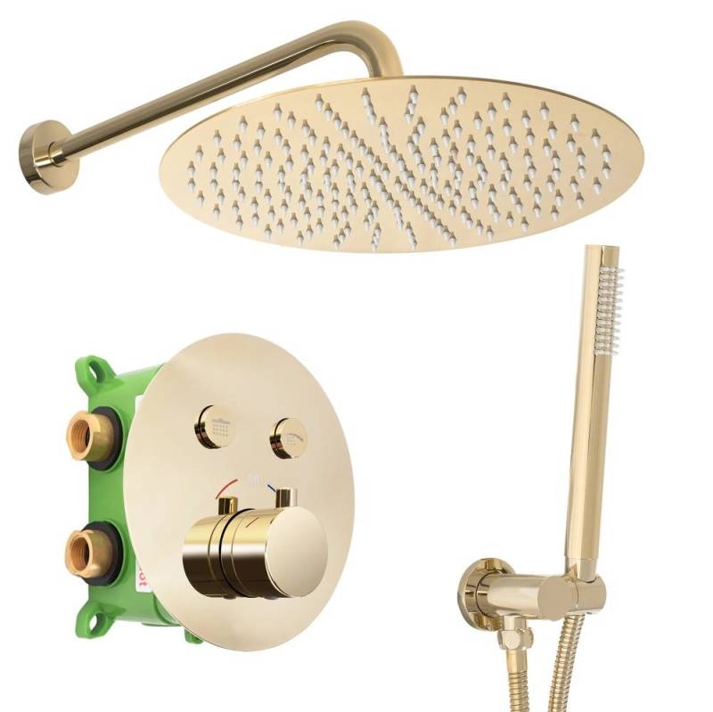 wohnwerk.idee Duschsystem Dusche Unterputz mit Thermostat Regendusche Gold Matt Poliert wohnwerk.idee Duschsystem Dusche Unterputz mit Thermostat Regendusche Gold Matt Poliert von wohnwerk.idee